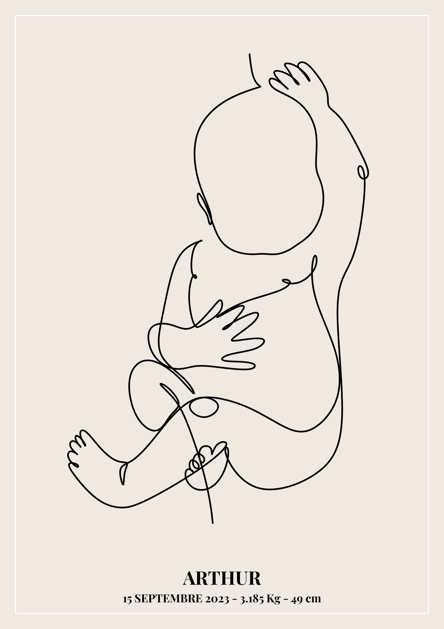Affiche de naissance - line art
