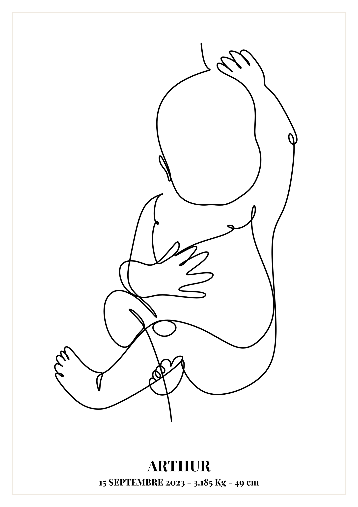 Affiche de naissance - line art
