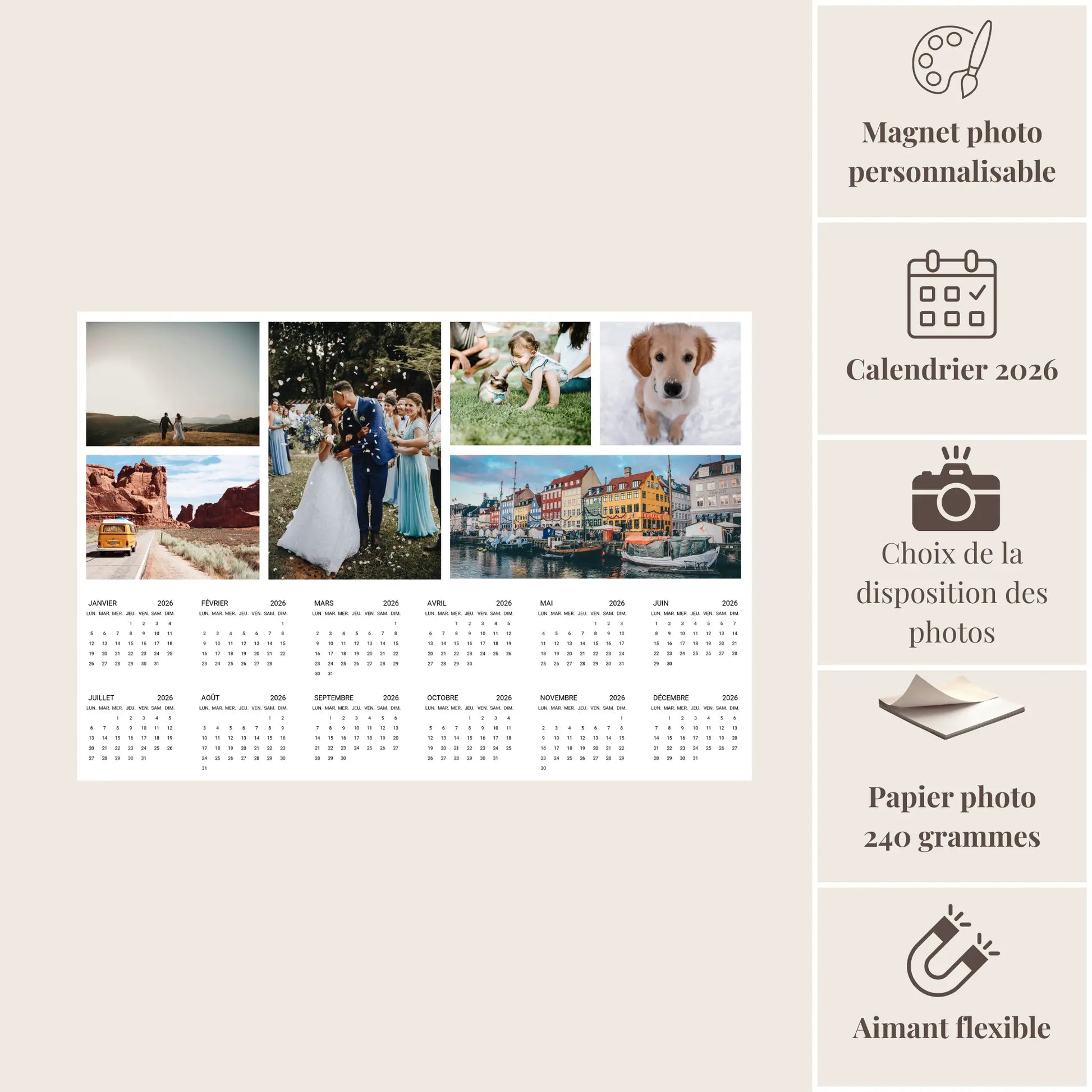 Présentation des caractéristiques du calendrier magnétique