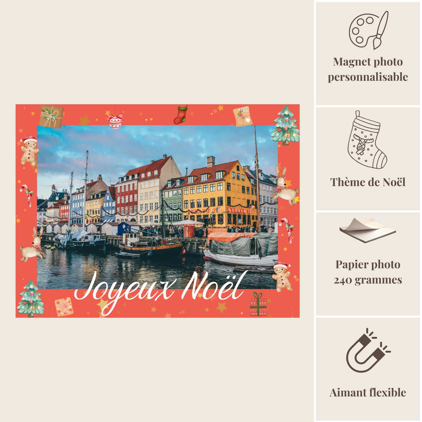 Caracteristiques du magnet Joyeux noel rouge