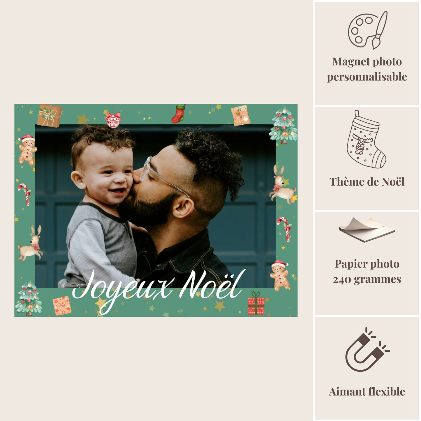 Caracteristiques du magnet Joyeux noel vert