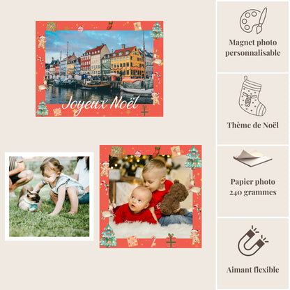 Composition pack trio magnets Noël personnalisés - options rouge et vert