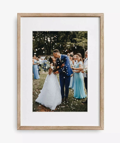 Cadre photo personnalisé en bois de chêne format A4 - Vue de face