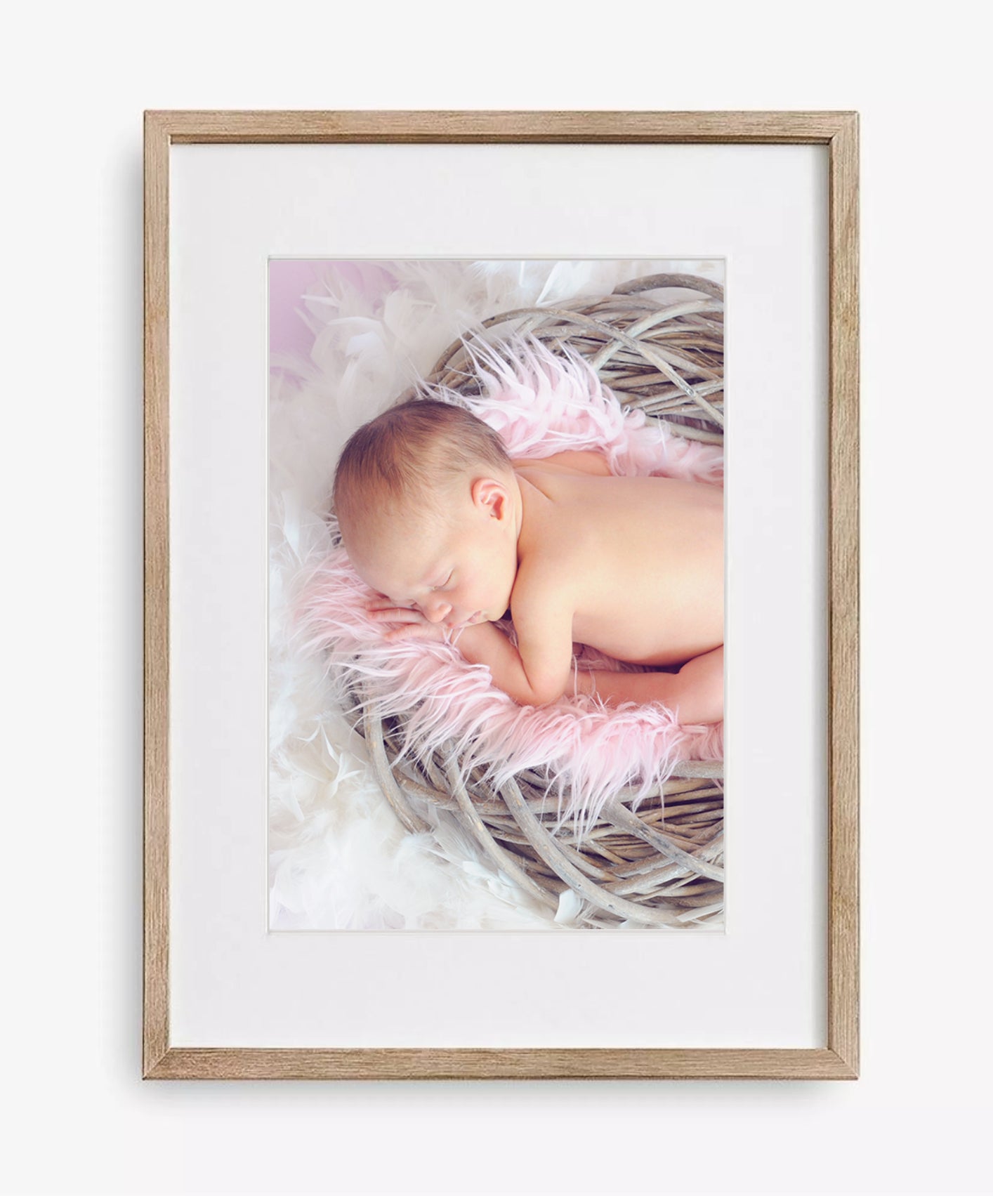 Cadre photo personnalisé en bois de chêne format A3 - Vue de face