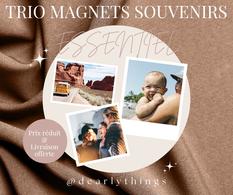 Pack trio magnets photo personnalisés essentiel - 3 formats moyens