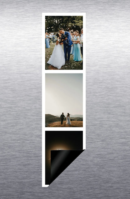 Présentation magnet photo cabine personnalisé sur porte de frigo