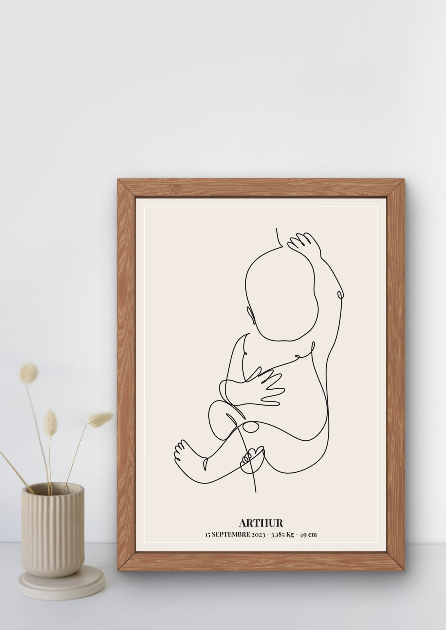 Affiche de naissance - line art