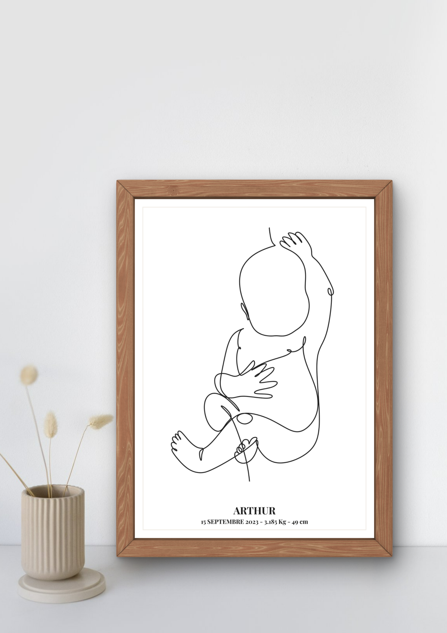 Affiche de naissance - line art