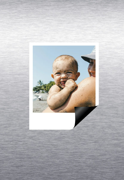 Magnet photo rétro personnalisé 8x10cm sur frigo - souvenir de vacances