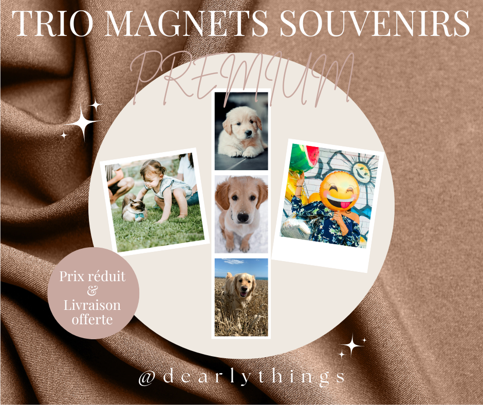 Pack trio magnets photo personnalisés premium - 3 grands formats