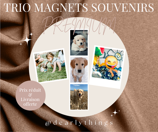Pack trio magnets photo personnalisés premium - 3 grands formats