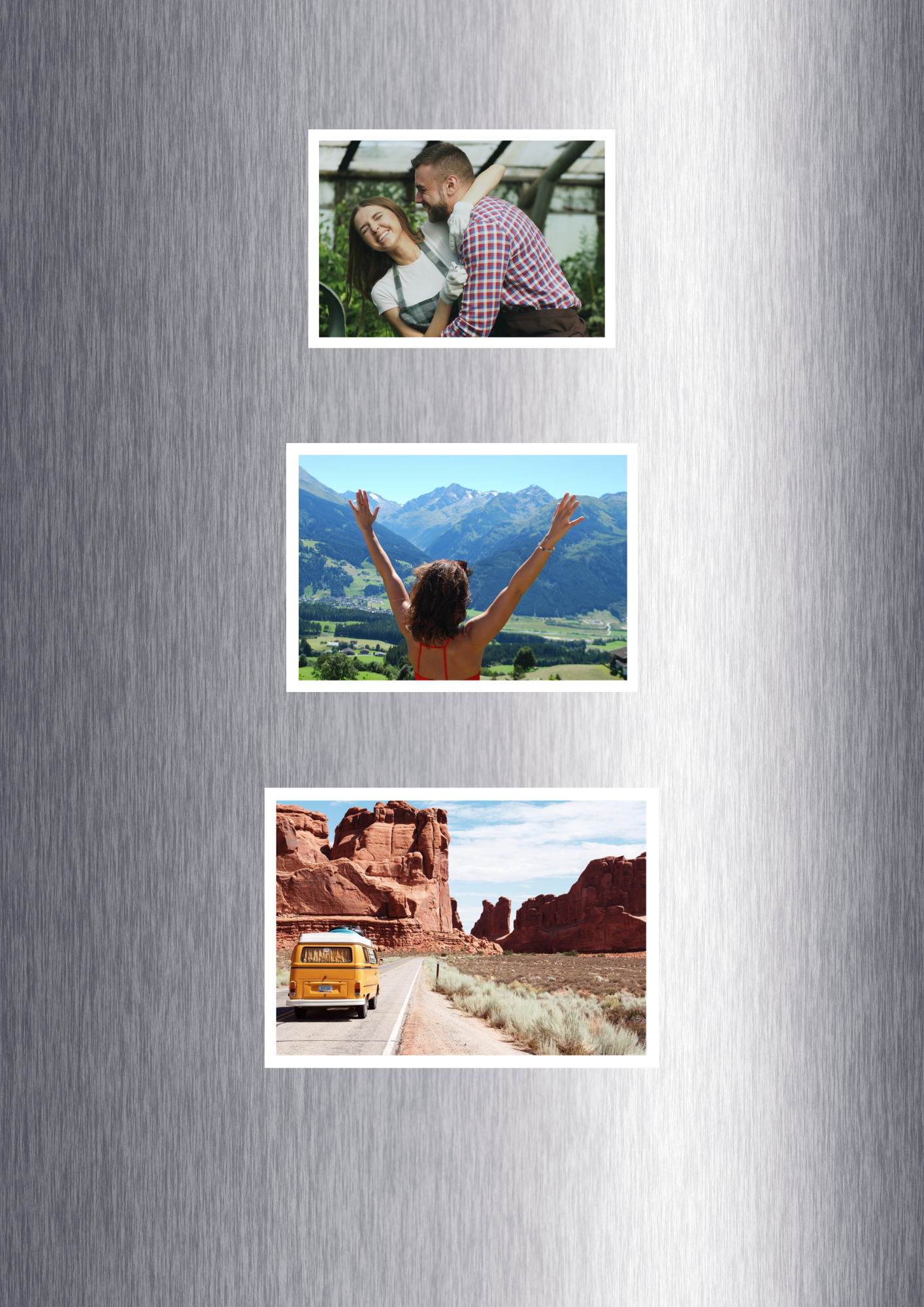 Magnets photo rectangulaires personnalisé sur un frigo